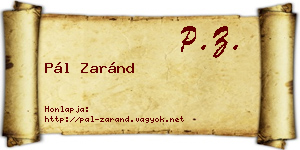 Pál Zaránd névjegykártya